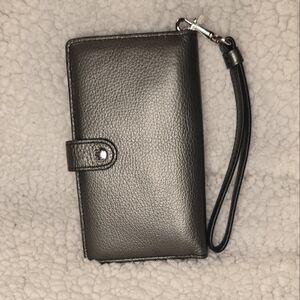 Coach Silver Metallic Snap Wristlet